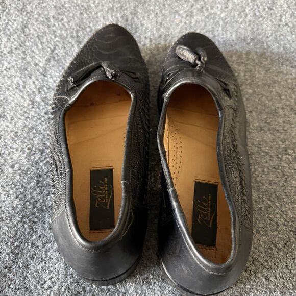 Zelli Authentic Genuine Black Ostrich Leg Nappa Leather Tassel Loafers Sz 9.5 M main image 6